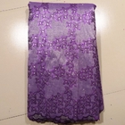 Tela bordada nupcial neta metálica suiza del cordón, púrpura