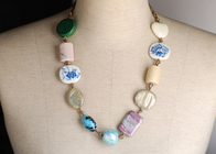 Mujeres Custom colorida cerámica artesanales collares de perlas, mujeres artesanal collares